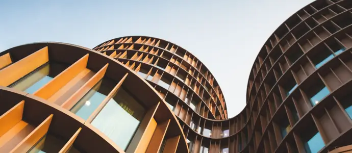 Abstract view of curved modern building